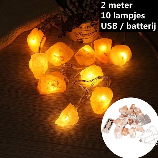 Roze Himalaya Zout Crystal Rock Led-lichtsnoer 2m, 10 lampje
