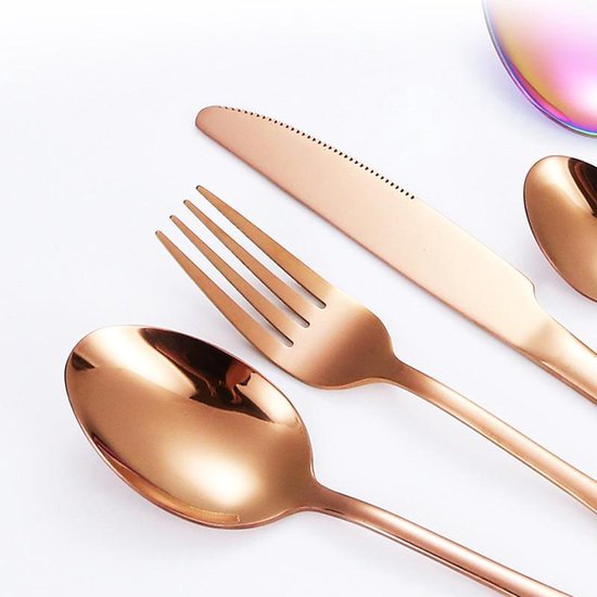 TDR-roestvrij staal 24-delige Rosegoudkleurig bestekset hoog