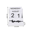 Houten eeuwigdurende kalender Home – handmatige datum, wit