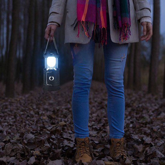 Xtraworks -2 in 1 Multifunctionele Solar LED Campinglamp-Lantaarn-zwart