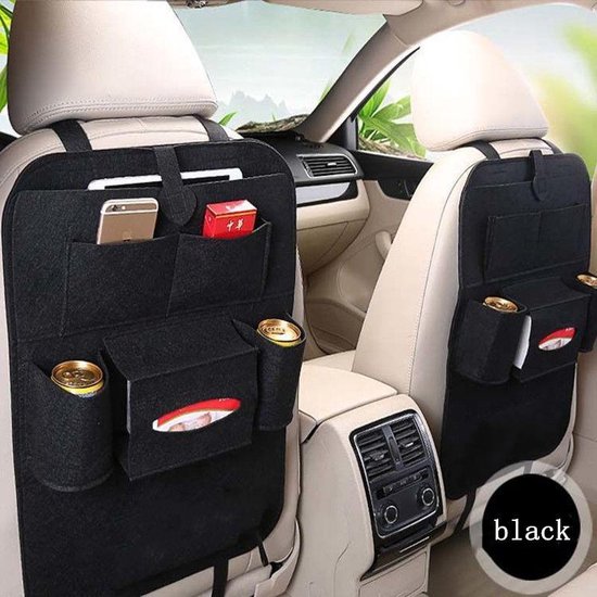2 STUKS Auto Achterbank Opbergtas -Organisator -Multi-Pocket Reizen Opbergtas voor fles , tablets, Telefoon enTissue -zwart