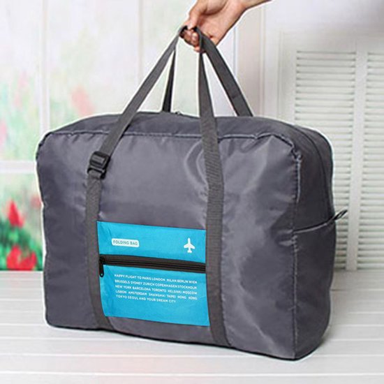 2 stuks Draagbare opvouwbare opbergtas -Handbagage Reistas-Grote capaciteit 32Liter- blauw