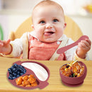 8 delig Complete Baby Eetserviesset voor Baby's van 3 Maanden en Ouder-bordeaux rood