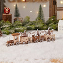 Luxe Houten Kersttrein - Kerstdecoratie - Kerstbomen, Cadeautjes en Snoepstokken - Nostalgische Feestsfeer- Bruin/Wit