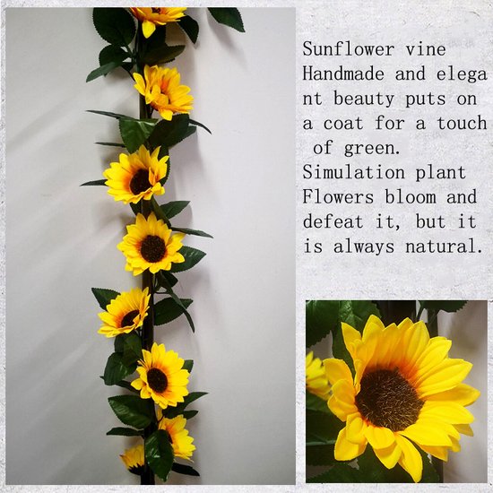 3stuks Zonnebloem Slinger Decoratie Set lengte van 2,25 meter-perfect voor themafeesten, bruiloften en thuisdecoratie