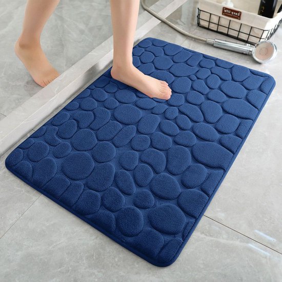 hoogwaardige badkamermat - Luxe Comfort en Veiligheid in één-Uitzonderlijke Waterabsorptie- 50*80cm- donkerblauw