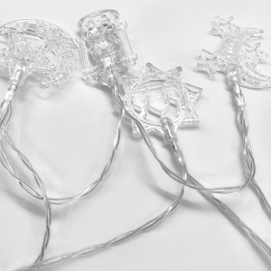 Magische LED-Lichtslinger | Feestelijk & Sfeervol | Perfect voor Ramadan & Eid | 2m, 10 LED's met Sterren, Manen & Kastelen-Warm Wit licht