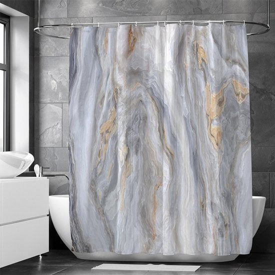 Waterdicht douchegordijn kiezelpatroon 180x200cm lichtgrijs