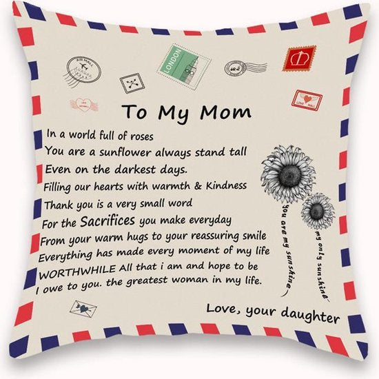 Sierkussensloop 45x45 cm - 'To my mom' - Moederdag cadeau