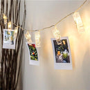 TDR - Fotoclip lichtsnoer - 3 meter - 20 lampjes met fotoclip -werkt op batterij - warm wit licht