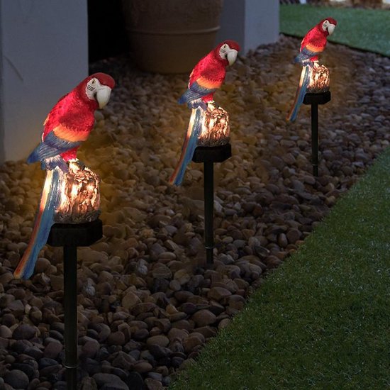 buiten lamp - fakkel - werkt op zonne-energie - thema: Papagaai