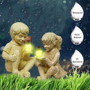 Creatieve hars tuinbeeld-Jongen en meisje standbeeld-decoratief tuinfiguur met glow in the dark poeder