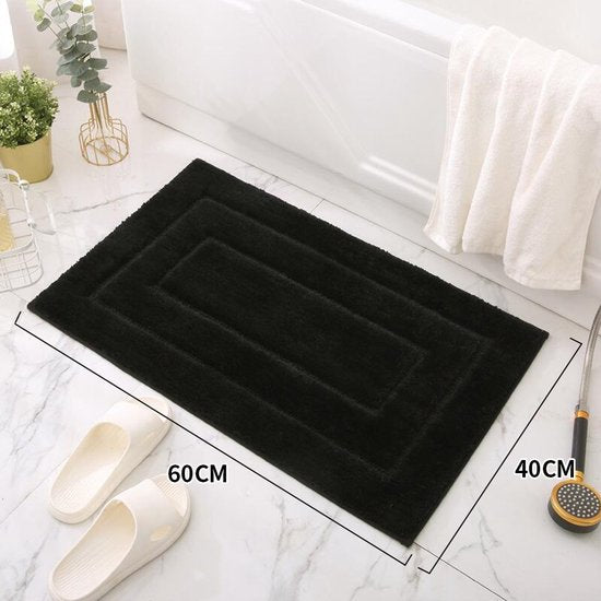 Absorberende Badkamer Vloermat – Verdikt & Antislip – Zwart – 40x60cm – Luxe Deurmat voor Badkamer & Toilet