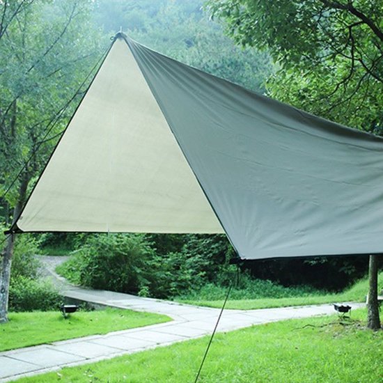 Outdoor Draagbaar Zonnescherm Met Opbergtas - Waterdicht - Tarps voor Kamperen 300 *300cm - 3-4 Personen -Leger groen