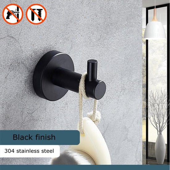 Ponsvrije 304 RVS Haak - Geborsteld Zwart voor Badjas