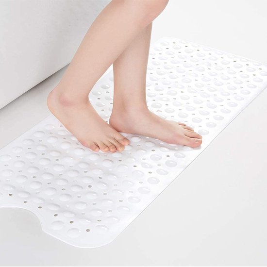 Antislip PVC Badmat met Zuignappen 100x40CM - Wit