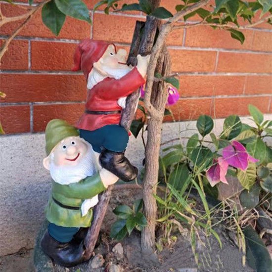 Kabouters die de trap beklimmen - Buiten- en binnendecoratie-11,5 x15,5 x35,5 cm