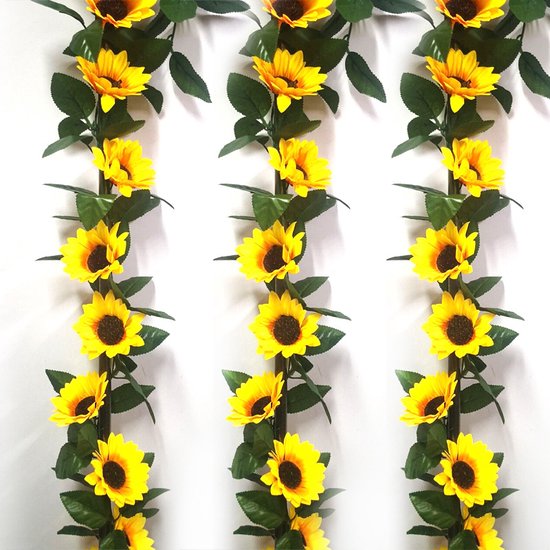 3x Zonnebloem Slinger Decoratie 2,25m voor Feesten