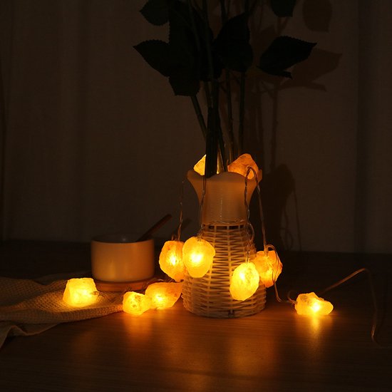 Roze Himalaya Zout Crystal Rock Led-lichtsnoer 2m, 10 lampje
