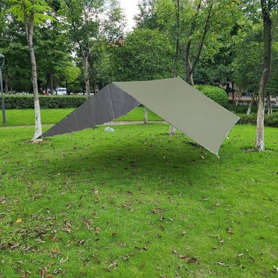 TDR - Outdoor Draagbaar Zonnescherm Met Opbergtas - Waterdicht - Tarps voor Kamperen 300 *300cm - 3-4 Personen -Leger groen
