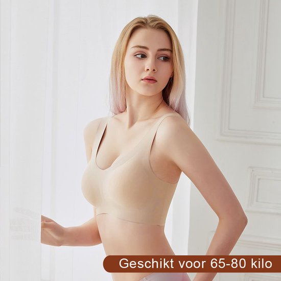 softstretch BH zonder beugel-Voorgevormd-Padded top-Beige- L (geschikt voor 65-80 kilo)