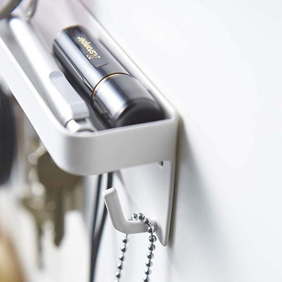 Sleutelrekje met magneet – 6 haakjes – RVS – Wit – 24,5 cm