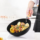 Traditionele Smeedijzeren Wokpan 20 cm met Deksel - Visgraat Non-Stick Coating - Geschikt voor Inductie, Gas, Elektrisch en Keramisch Koken