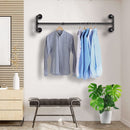 Muurbevestigde Kledingstang - 80cm - Draagvermogen 35kg - Zw