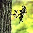 Fairy Angel Tuindecoratie met Sleutel – Zwart Metaal – 25 cm