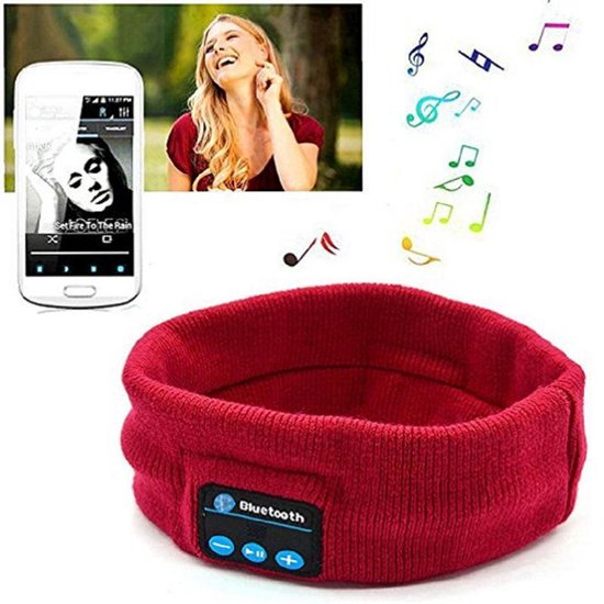 TDR - Sport hoofdband met Bluetooth - Geïntegreerde afneembare speakers (koptelefoon functie) - Oplaadbaar via USB - Afspelen Muziek - Bellen - Rood