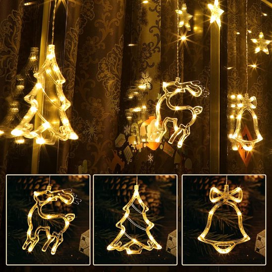 Unikorf LED Lichtgordijn - Kerstboom & Bel, 138 LED