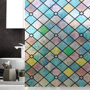 Milieuvriendelijke PVC Glasfolie - Kleurrijk Ruitjespatroon -Zelfklevend- Privacy en UV Bescherming - 90x200 cm