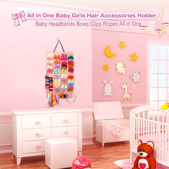 Haarelastiekjes Organizer-Haar Accessoires Opbergtas - Vilt Haar Bogen Houder - Meisjes Kamer Decoratie
