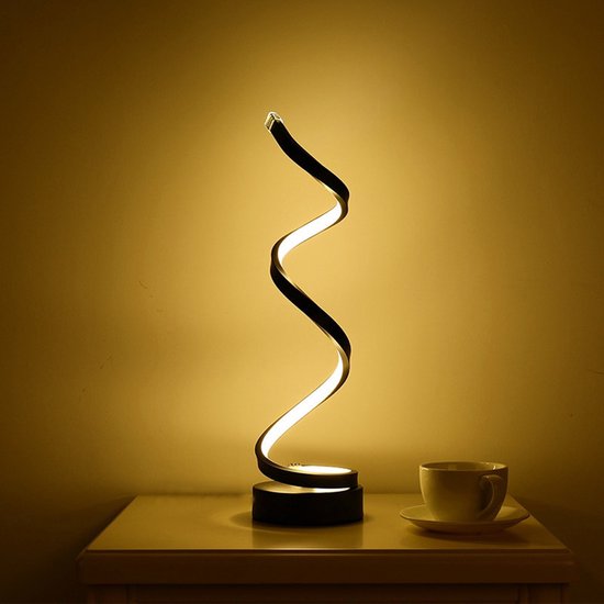 Elegantie verlicht- Dimbare LED Tafellamp met Spiraalvormig Design - Perfect voor Elk Interieur-Duurzaam, Stijlvol, Aanpasbaar- zwart
