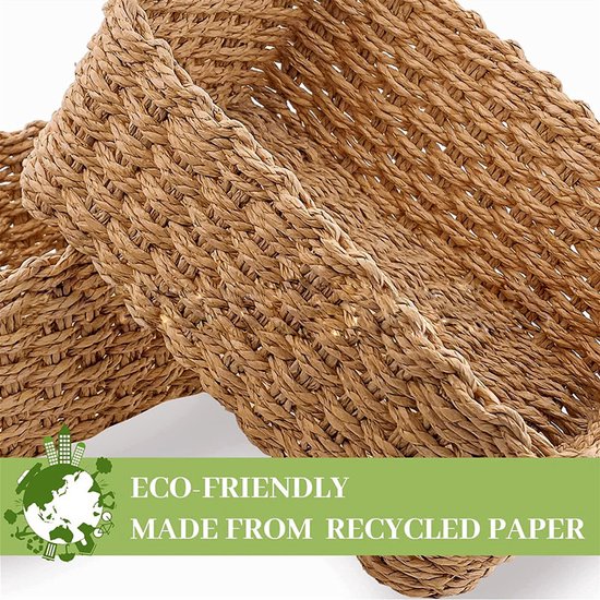 4 delige Natuurlijke Rieten Handgeweven Opbergdozen set-Rust