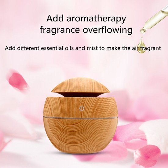Luchtbevochtiger met Aromatherapie en LED, Licht Houtskleur