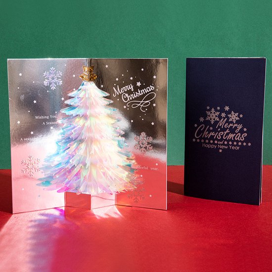 Unikorf 2x 3D-Kerstboom Pop-up Kaart - Magisch Blauw