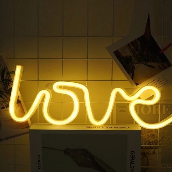 decoratieve LED-neonverlichting in de vorm van het woord "love"- USB of met batterijen aansluiting -warm wit licht