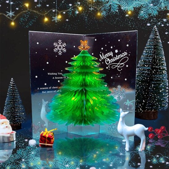 2 STUKS Betoverende 3D-Kerstboom Pop-up Kaart - Stuur een Magische Kerstgroet-groen