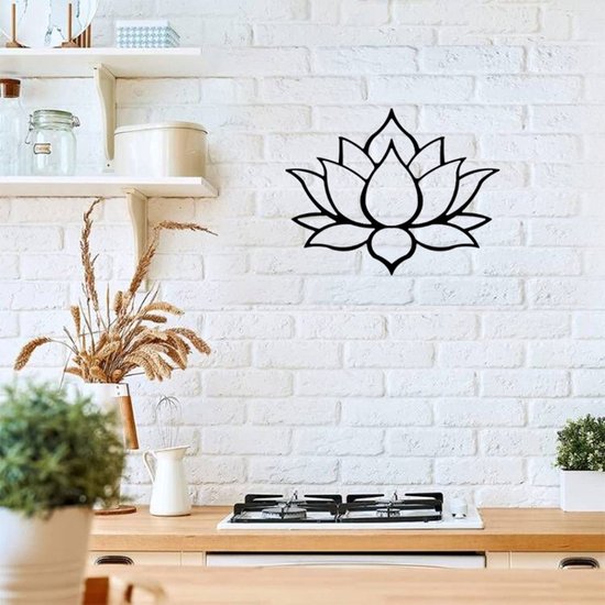 Unikorf Metalen Lotus Wanddecoratie 28x24cm Zwart