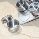 Unikorf: roestvrijstalen kruidenrek, 6 magneetpotjes, silver