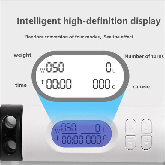 Slimme / Smart fitness Springtouw - Met of zonder touw (werkt met gewichtbal) - LCD Scherm - elektronisch tellen, tijd en calorieën -  verstelbaar- Wit-indoor en outdoor