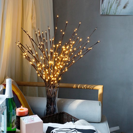 Elegante LED-boomtaklamp op Batterij - Sfeervolle Interieurverlichting - 70cm hoog - Warm Wit Licht