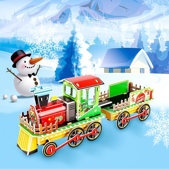 3D Kerst Puzzel - Kleurrijke Kersttrein - Educatief & Creatief Speelplezier - voor Jong en Oud