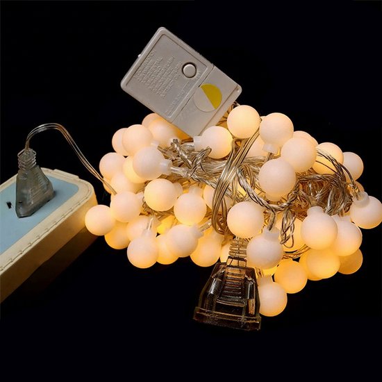 LED bal lichtsnoer warm wit 12m 100 lichtjes bal USB 8 functies afstandsbediening