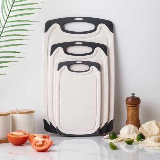 Tarwestro snijplank vierkant 3-delige snijplankenset