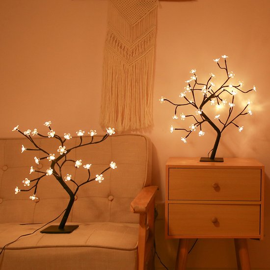 Kersenbloesemboomlamp met 24 LED-lampen - Moderne Eyecatcher voor uw Interieur -Eenvoudig Gevoed via USB