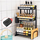 TDR - Multifunctioneel Staande Keukenrek of multifunctioneel organiser - 3 laags - Zwart
