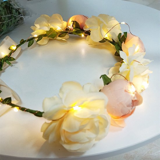 Unikorf LED Hoofdband Bloemenkrans 20 Warmw. IP43 Champagne