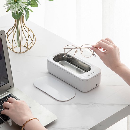 TDR - Mini ultrasoon reiniger - 360 graden reiniging, hoogfrequente trillingen, zonder schurende materialen of chemische middelen, licht van gewicht, waterreservoir met capaciteit van 350 ml